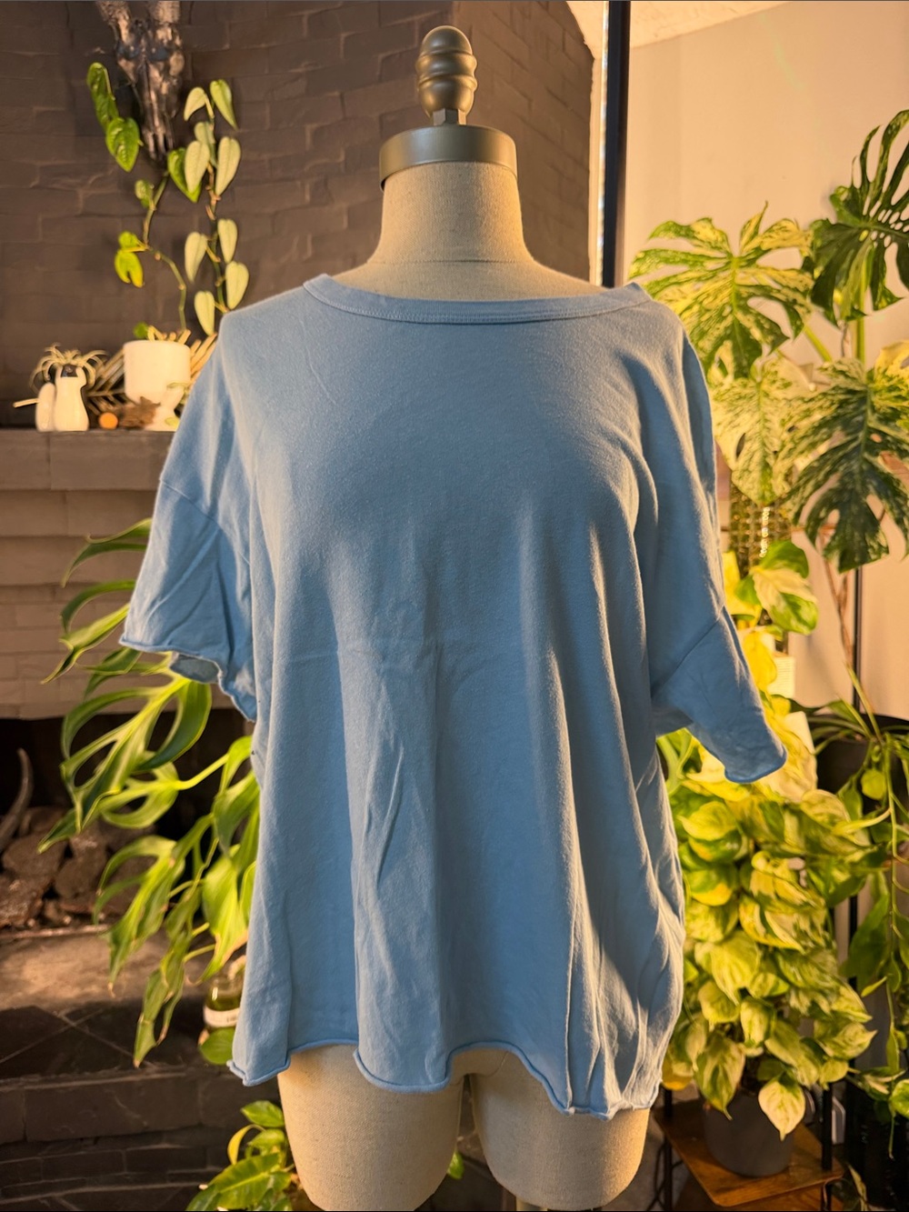 THE GREAT. Light Blue Relaxed Short-Sleeve Tee